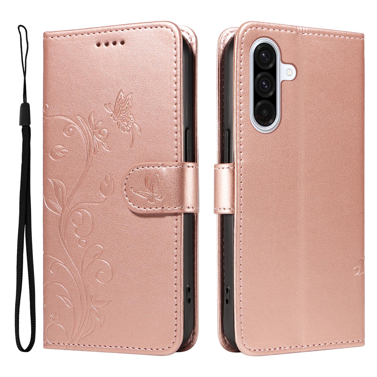 

For Samsung Galaxy A36 5G PU Leather Cases Flower Pattern Wallet Stand Phone Cover with Strap E