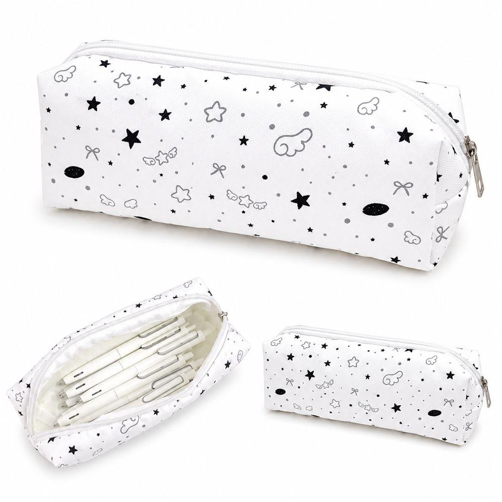 Polka Dot Zipper Pencil Pouch Large Capacity Fabric Pencil Case Pen Storage Bag  Everyday Storage