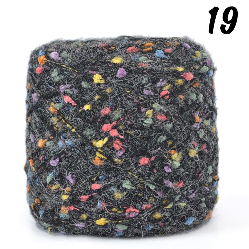 Mohair Yarn Ball with Rainbow Candy Beans Embellishment Soft Wool for Sweater Scarf Bag DIY Crochet Colorful Ball Thread