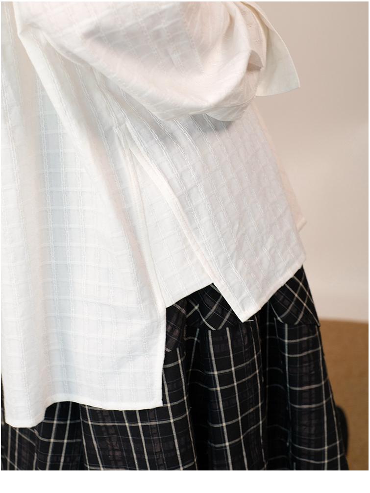 Checkered 3D Jacquard Cotton Tie-Up Shirt: Niche Long-Sleeve Jacket for Spring & Summer