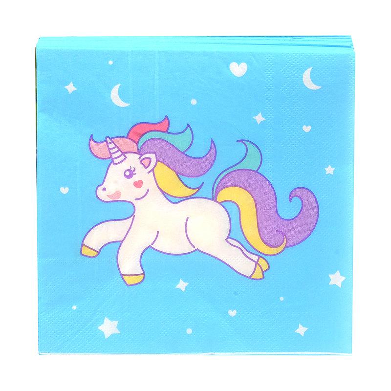 Unicorn and Floral Paper Napkin Set with Placemats and Cups for Weddings and Parties.