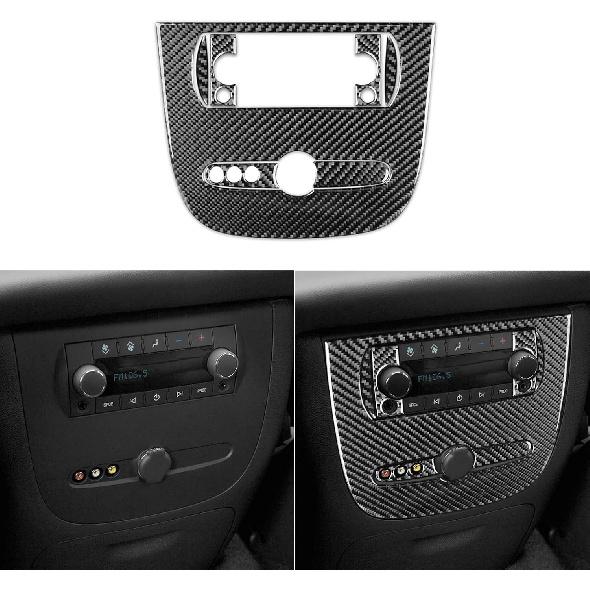 Real Glossy Black Carbon Fiber Sticker Car Inner Door Pull Handle Frame Anti-Collision Cover Trim Compatible with Chevrolet Avalanche/Silverado LTZ