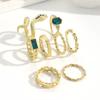 8PCSSet Of Fashionable And Retro Imitation Gemstone Snake-Shaped Twisted Rings For Women, Retro Wave Geometric Inlaid Rhinestone