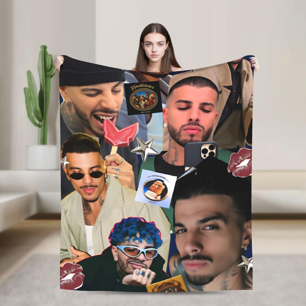 Soft Warm Blanket Travel Office Rauw Alejandro Singer Rapper Throw Blanket Flannel Bedspread For Couch Chair Sofa Bed Sofa Bed