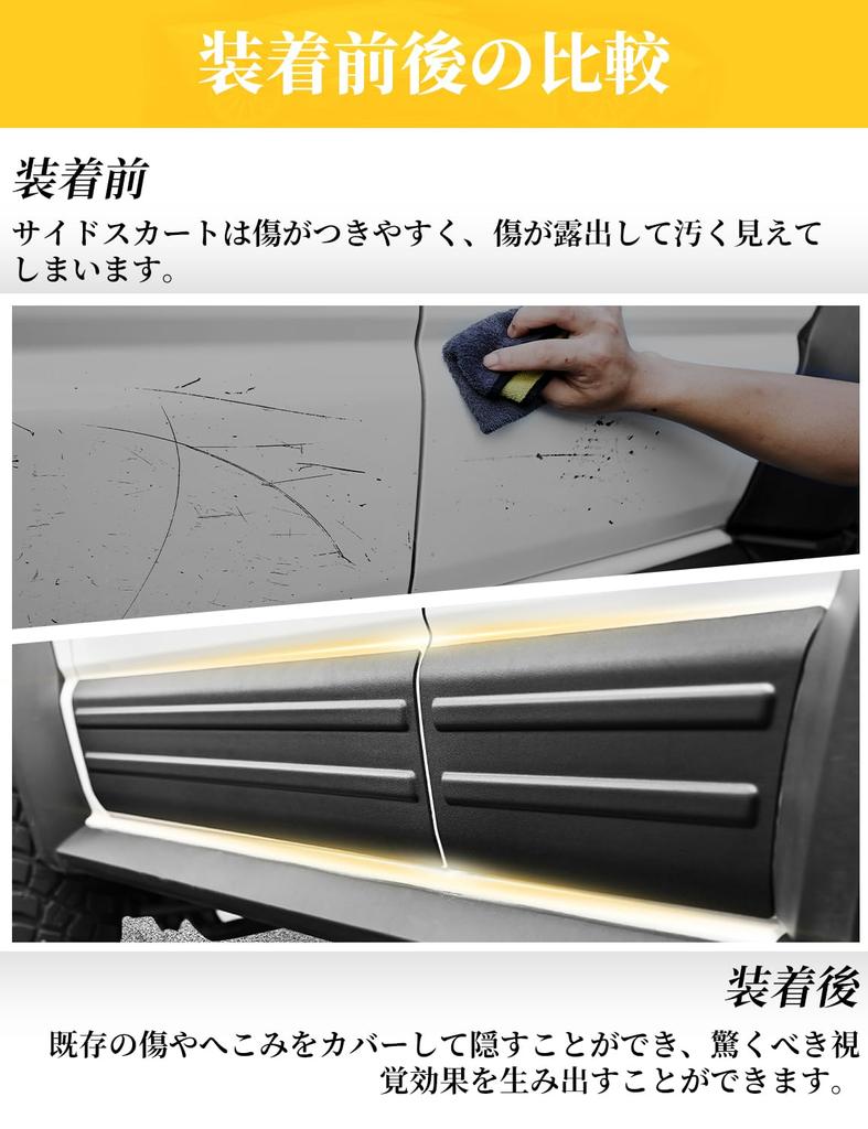 AMWMORV Jimny Side Door Molding Side Sill Jimny Door Protector ABS Door Scratch Prevention Set of 4 and Body Side Molding Jimny Custom Parts Suzuki