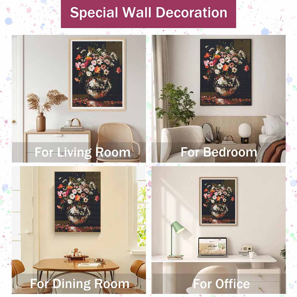 Diamond Painting Beautiful Flowers In Vase DIY 5D Home Room Decoration Kit