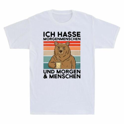 Ich Hasse Morgenmenschen Und Morgen Menschen Bear Vintage Men T-shirt Tee M
