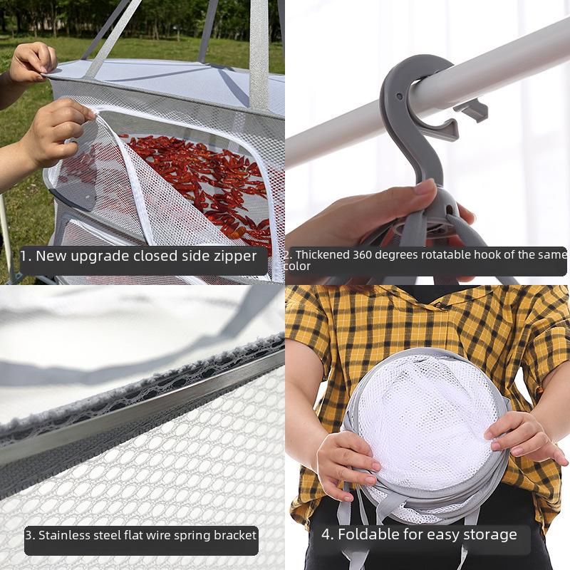 Multifunctional Anti-Deformation Drying Basket: New Enclosed Zipper Net Bag for Clothes, Anti-Mosquito, and Vegetable Drying.