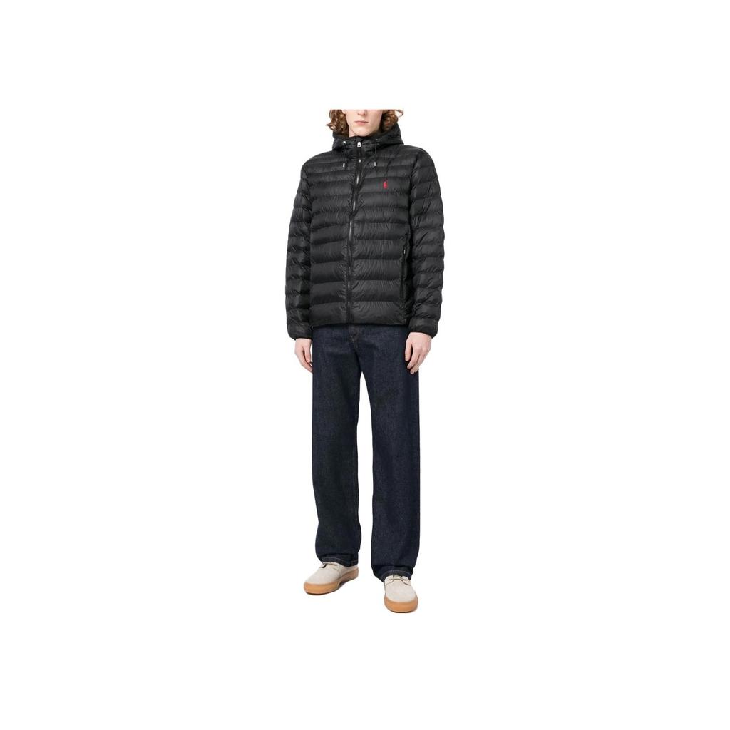 Polo Ralph Lauren SS23 Solid Color Zip Hooded Long Sleeve Cotton Jacket Men Jacket Black 710847E11-003