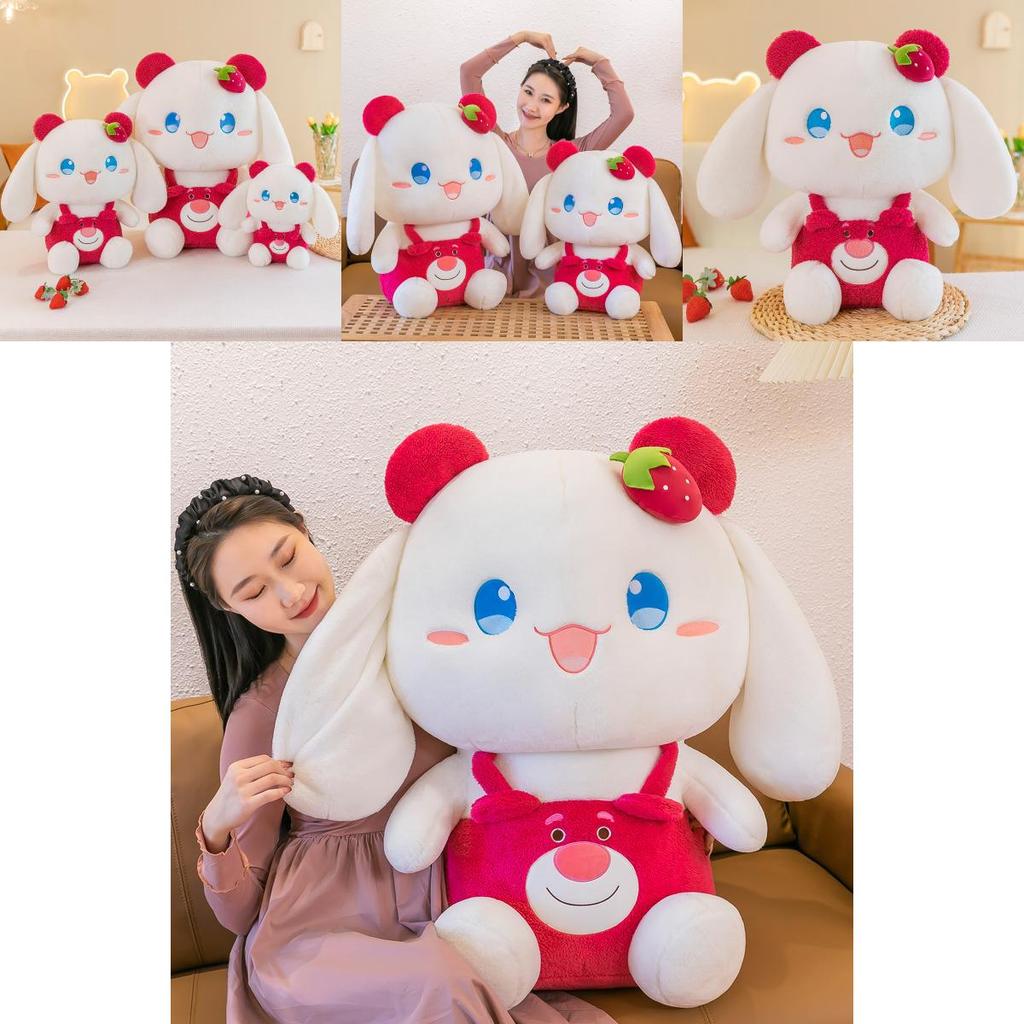 Soft Strawberry Bunny Plush Toy Cuddly Pillow For Girls Perfect For Sleep And Companionship