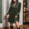 Women's Casual And Fashionable Long Sleeved V-neck Snowflake Print Dress