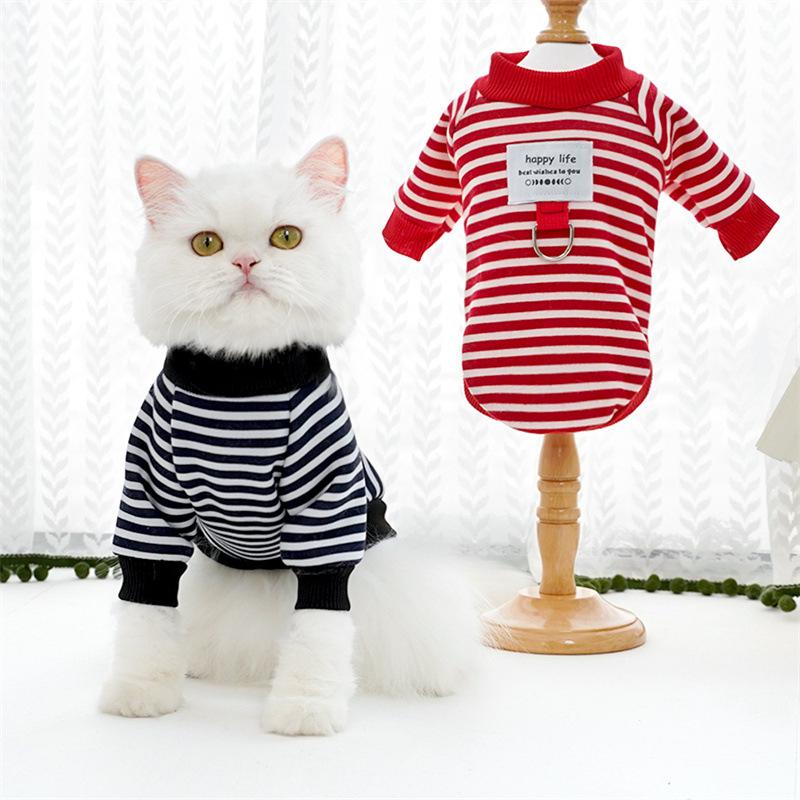 

Pet Dog Hoodies Autumn Winter Warm Dog Clothes for Small Dogs Kitten Puppy Costumes Pet Striped Dog Shirt Chihuahua Sweatshirt XS красный