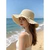 Korean Style Pearl Wide Brim Straw Hat Women Wave Brim Sun Hat For Beach Outdoor