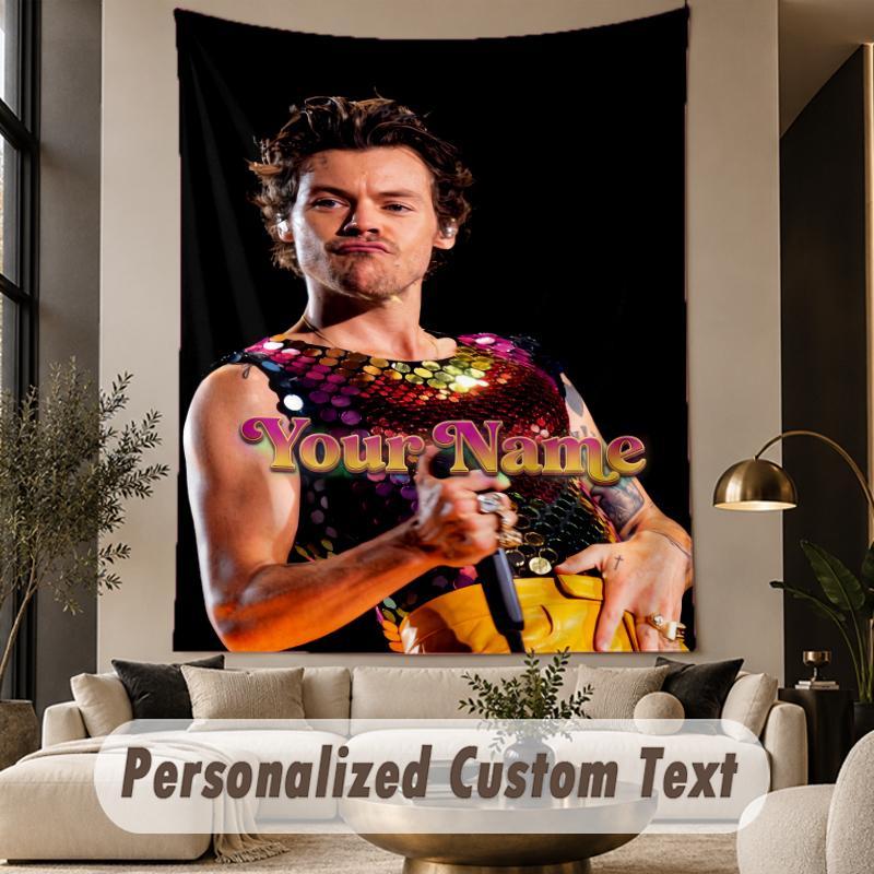 Custom Text Tapestry Harry Styles Print Wall Tapestry Indoor Living Room Wall Decor