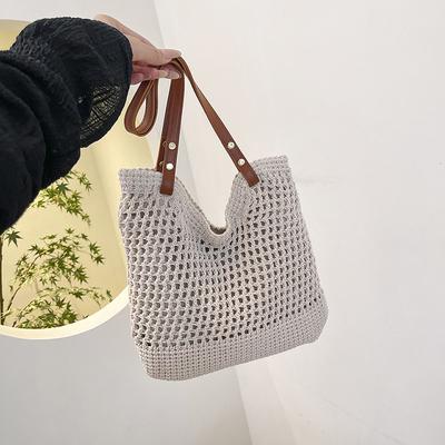 Bolsa de palha tecida oca para praia, bolsa de ombro, nova tendência, bolsa literária, versátil, casual, bolsa de axila, feminina