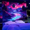 TUGCAY Blacklight Planet and Mountain River Tapestry Galaxy Space Tapestries UV Reactive Fantasy Nature Landscape Tapestry Wall Hanging for Room Home