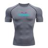 Men's Compression Fitness Workout T-Shirt, Breathable Quick Dry Sport Tee with Stylish Gradient Deathcore Style Graphic for Gym Running Training Athle