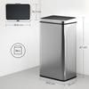 Sensor Trash Can 50L Stainless Steel Automatic Trash Can with Soft-Close Lid Motion Sensor 35.5 X 26 X 67 Cm Silver