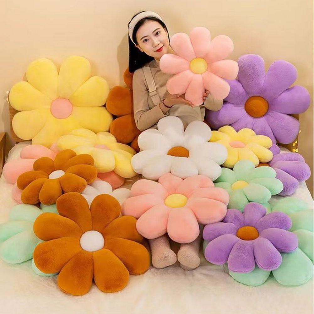 Soft Flower Pillow Plush Daisy Seat Cushion Car Seat Back Cushion  Birthday Gifts
