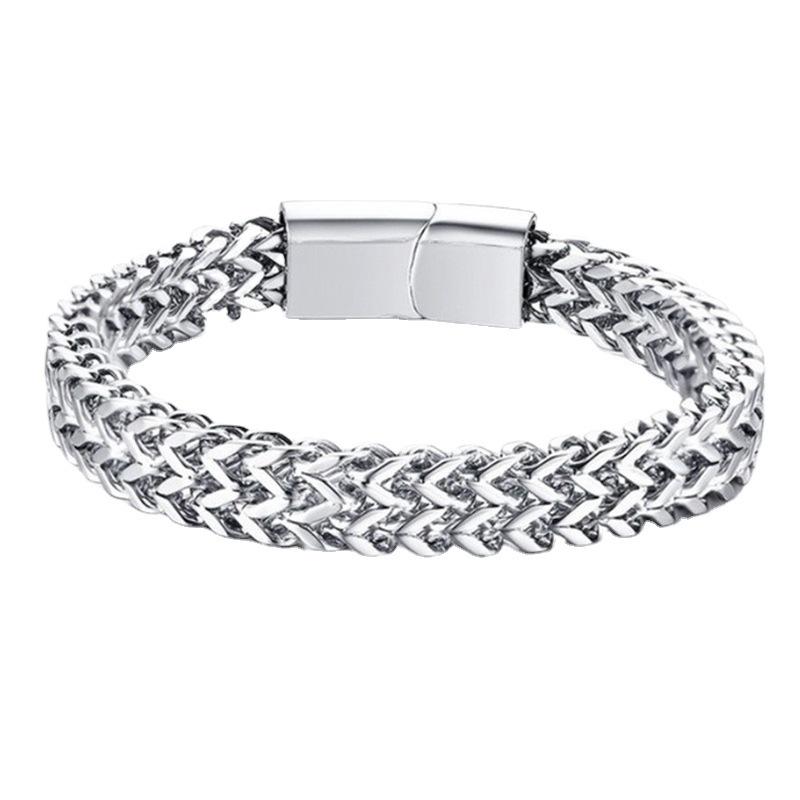 Men's Starry Sky Double-Layer Magnetic Buckle Bracelet - Titanium Steel Punk Chain Jewelry