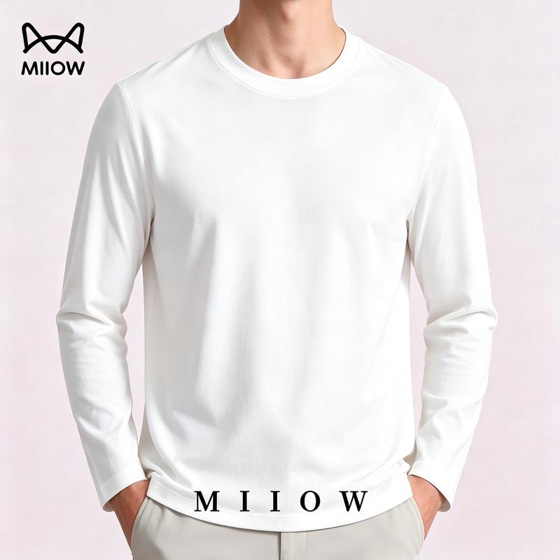 MiiOW Men's Cotton Long-Sleeve Crew Neck Tee