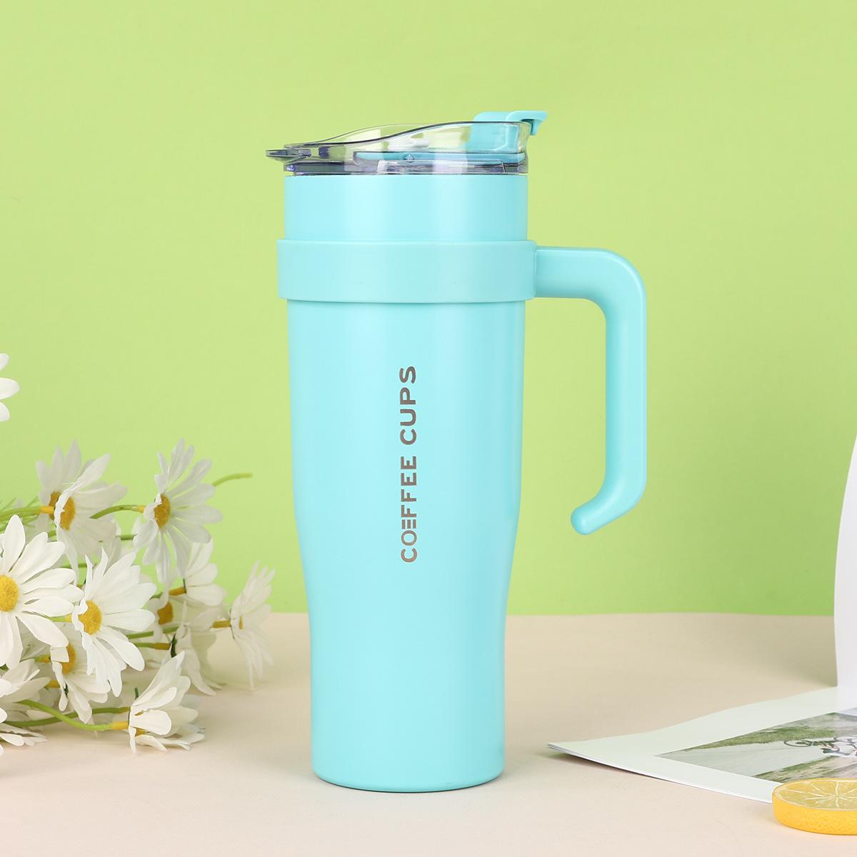 New Big MAC Car Cup Steel Handle Thermos Cup Big Cap Gradient Straw Ice Bully Cup Durable Durable Useful Useful 1200ml