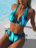 1011 Bikini Sexy Women Split European and American Swimsuit Lace-up Print