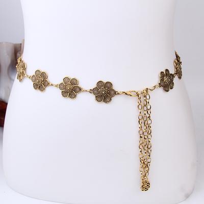 Waist Chain Women'S High Sense Women'S Metal Chain Belt Retro Flower Leaf Clothing Accessories Chain
