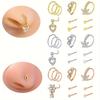 10 Stück 20G Nasenschmuck-Set aus Edelstahl, Nasenpiercing-Ringe mit Zirkonia, Herz-Anhänger, Gerader Steg, Creolen