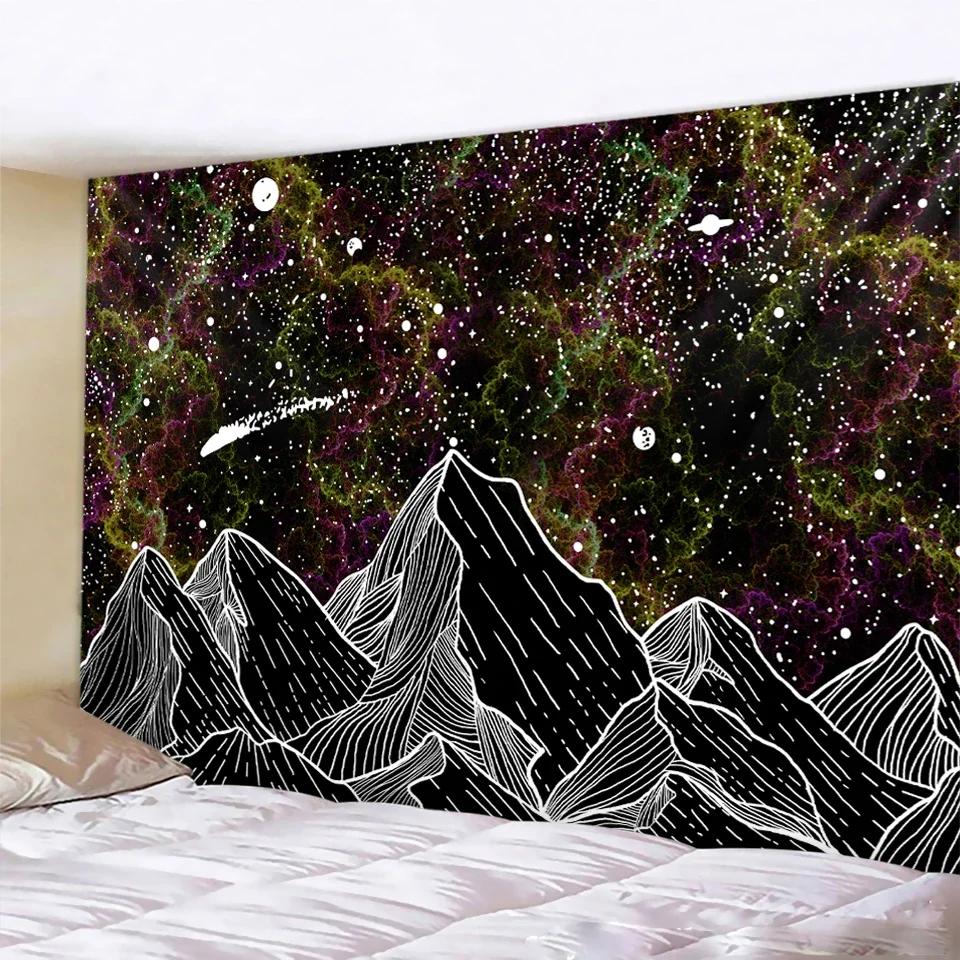 VIKAMA Dark Starry Sky Moon Tapestry Dreamlike Star And Moon Element Tapestry Bedroom Headboard InstagramStyle Decor Tapestry
