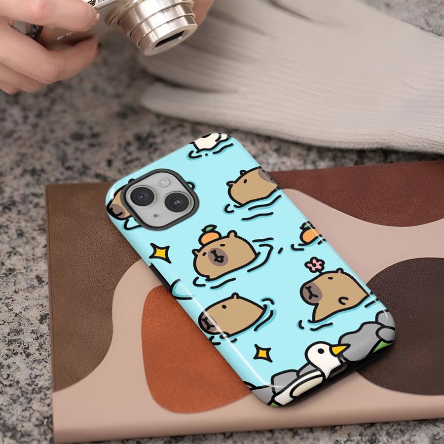 

Soft Cover Capa Phone Case for Apple iPhone 17 14 Plus 16 Air 11 Pro Max 16e 12 XS XR 13 15 Cartoon Capybara iPhone 12 Pro Max
