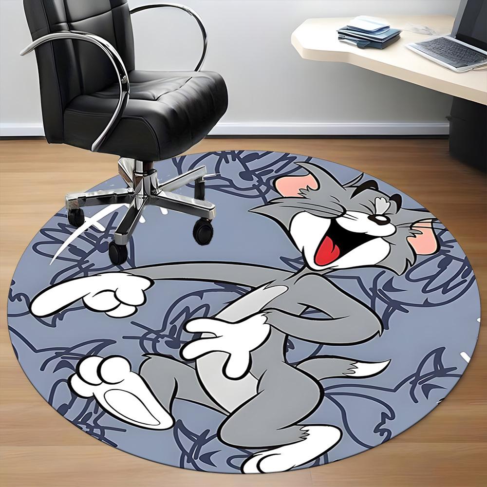 1 Stück Tom und Jerry Büro Runder Teppich, Unter Bürostühlen Schlafzimmer Wohnzimmer Heimdekoration, Raumdeko, In Verschiedenen Größen Erhältlich