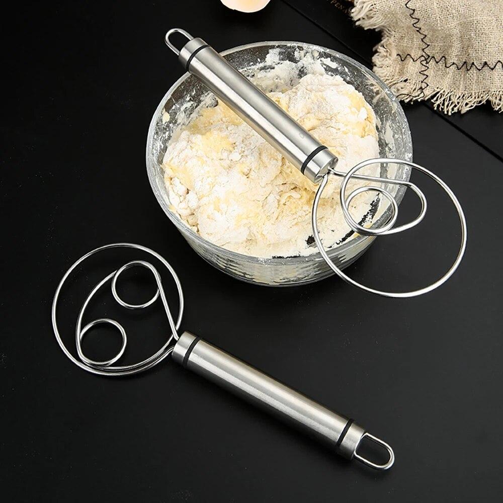 Frusta per impasto danese Manico in legno Uova Aste per mescolare crema Doppi fori Agitatore per torta di farina Frusta Utensili da cucina