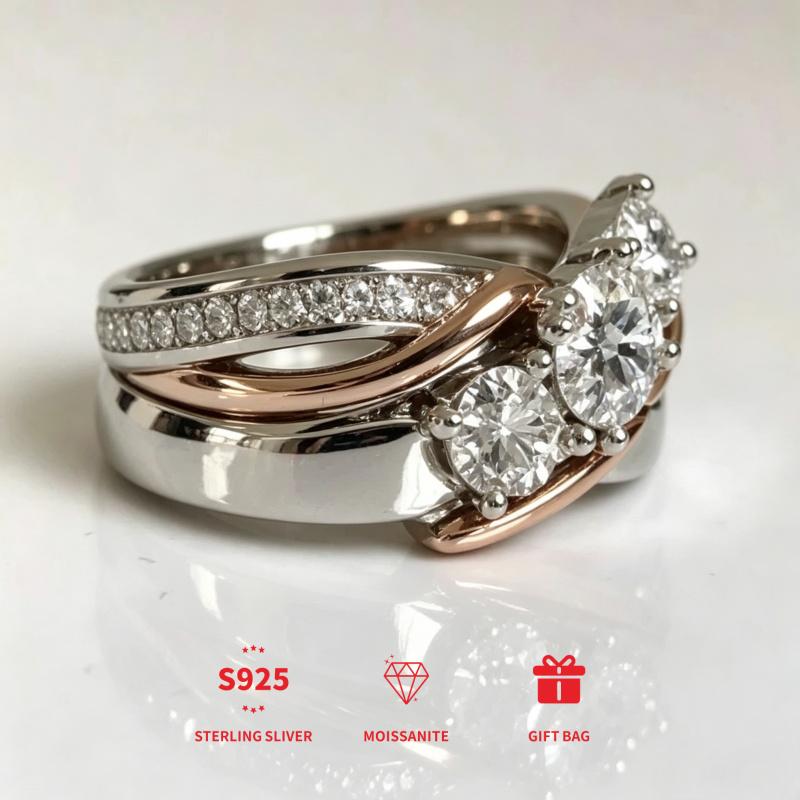 silver Moissanite ring, wedding anniversary gift, surprise gift for wife, elegant and luxurious women's ring