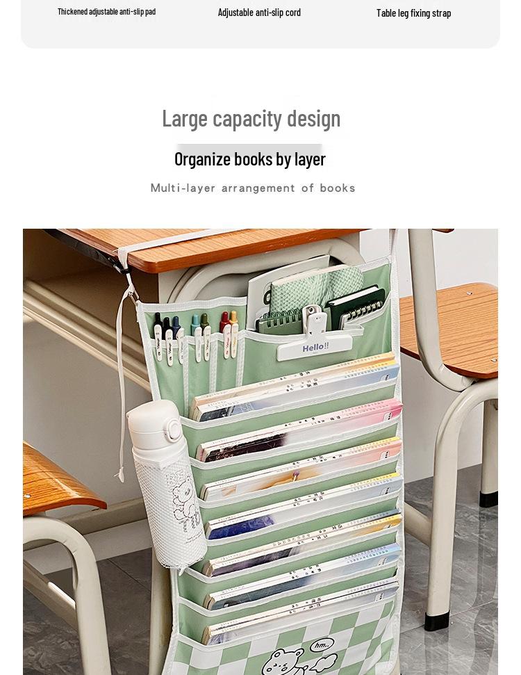 Fresh Color Hanging Book Bag & Desk Organizer for High School Students