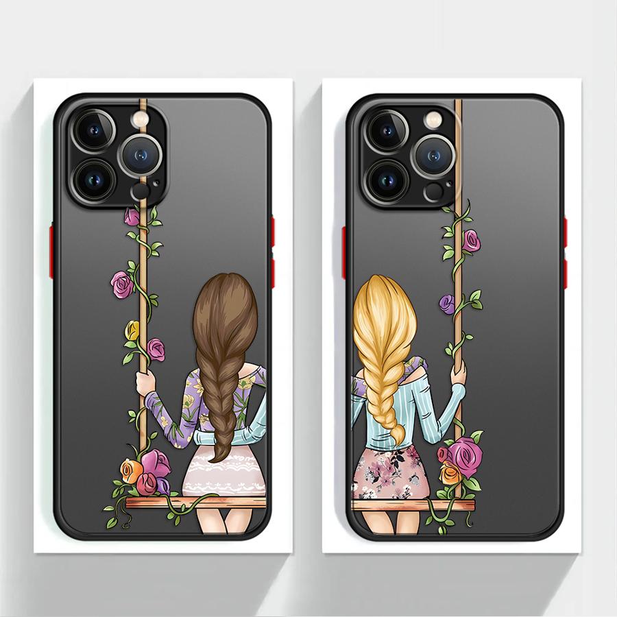 Girls Bff Best Friends Forever Always Phone Case for iPhone 16 13 15 12 11 14 Plus Pro ProMax 12 Mini 13 Mini X XS Max XR 7 8 SE