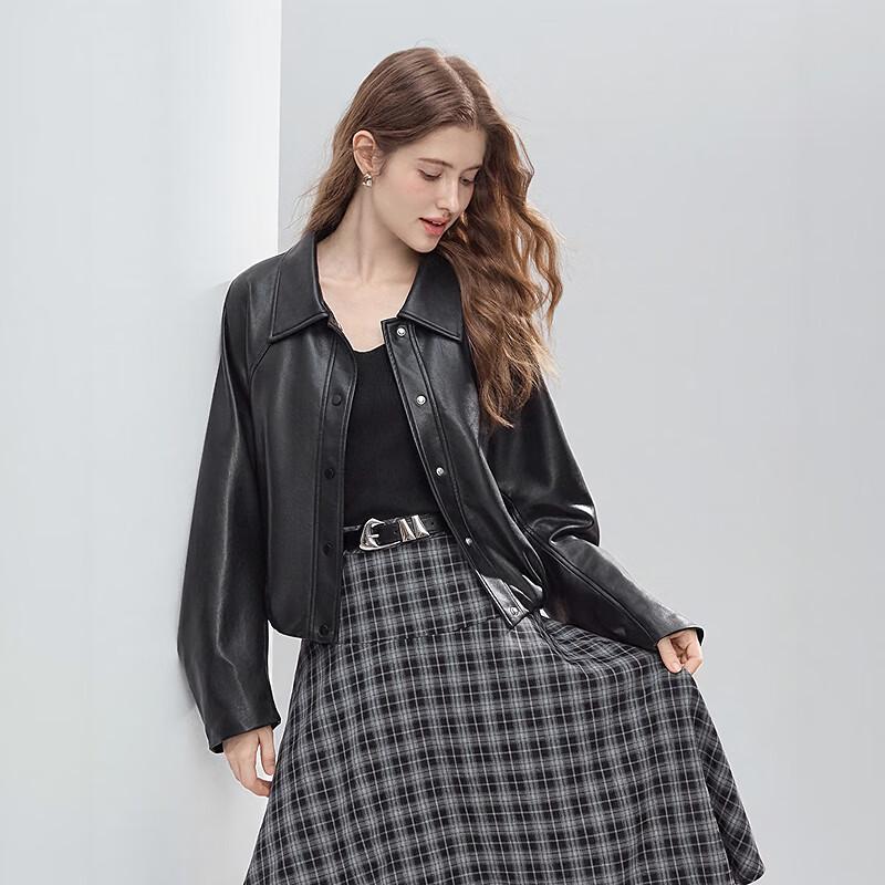 BETU Women's Autumn Faux Leather Short Jacket