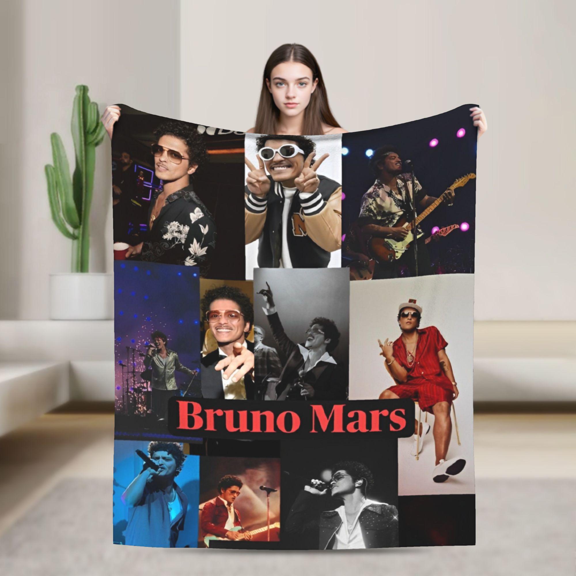 Happy Adults Toys Unisex Bruno Mars Singer Blanket Flannel Textile Decor Pop Music Portable Lightweight Throw Blankets For Bedding Travel Quilt