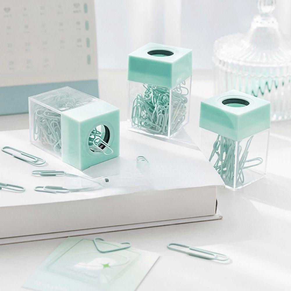 Office Supplies Transparent Magnetic Absorption Box Paperclip Holder Desk Storage Clips Dispenser