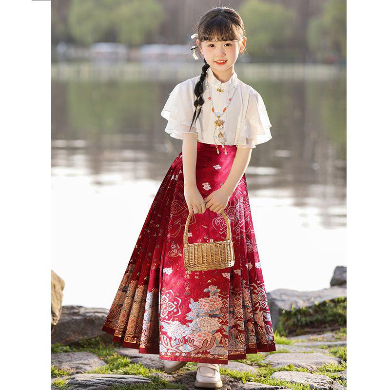 2025 Spring & Autumn Girls' Hanfu Skirt Set: Chinese Tang Style