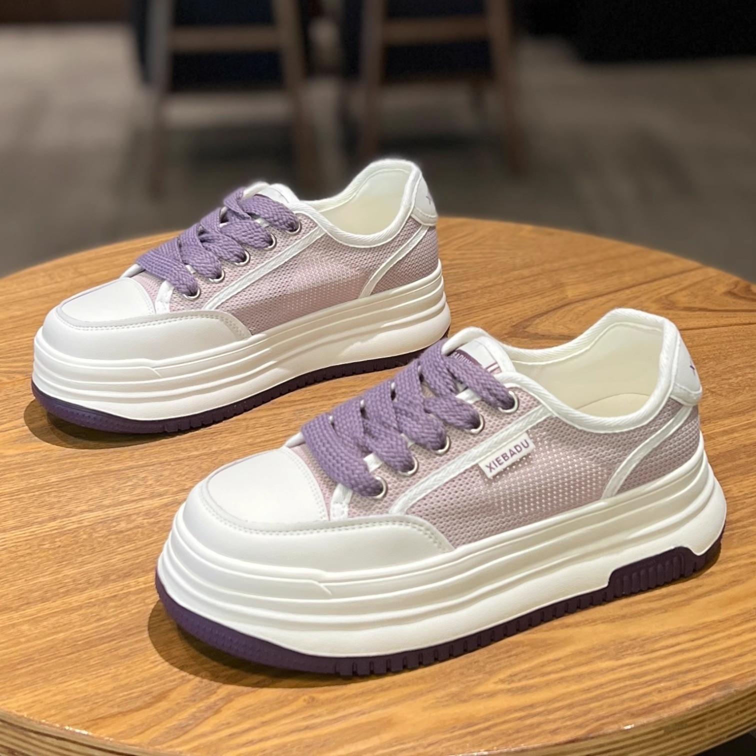 

Gu Yun platform white shoes women s 2024 new popular summer breathable mesh casual sports lightweight board shoes children 40 фіолетовий