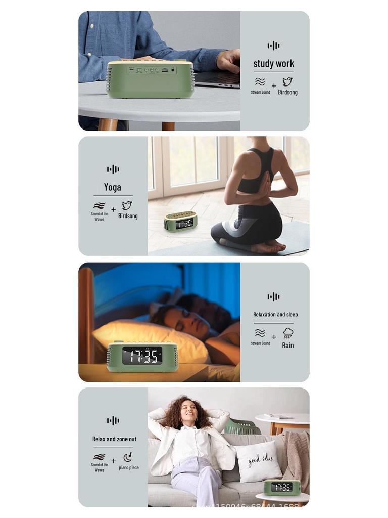 Mini Portable Bluetooth Speaker: Bedside & Desktop Wireless Alarm Clock with White Noise and TWS.