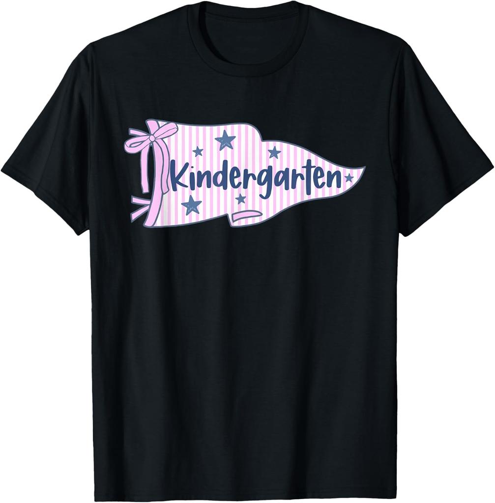 Coquette Striped Pennant Flag Kindergarten Back to School T-Shirt