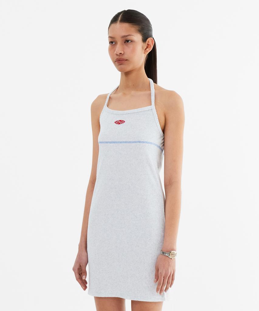 Minasu Slim Fit Halter Neck Terry Onepiece_White Melange