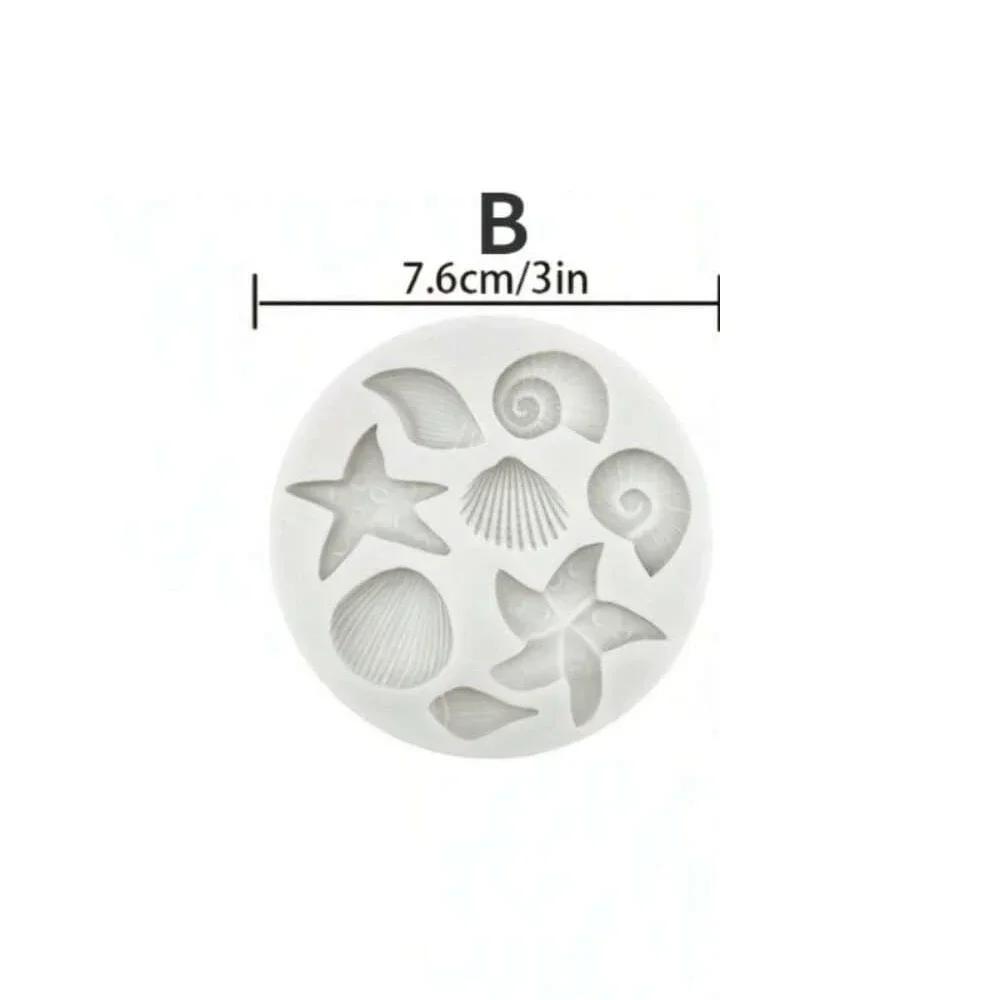 1 ks 3D silikonová forma na fondant s oceánskou tématikou pro DIY zdobení dortů, mušle, hvězdice, korál, formička na pečení cupcakes, sada nástrojů na pečení čokolády