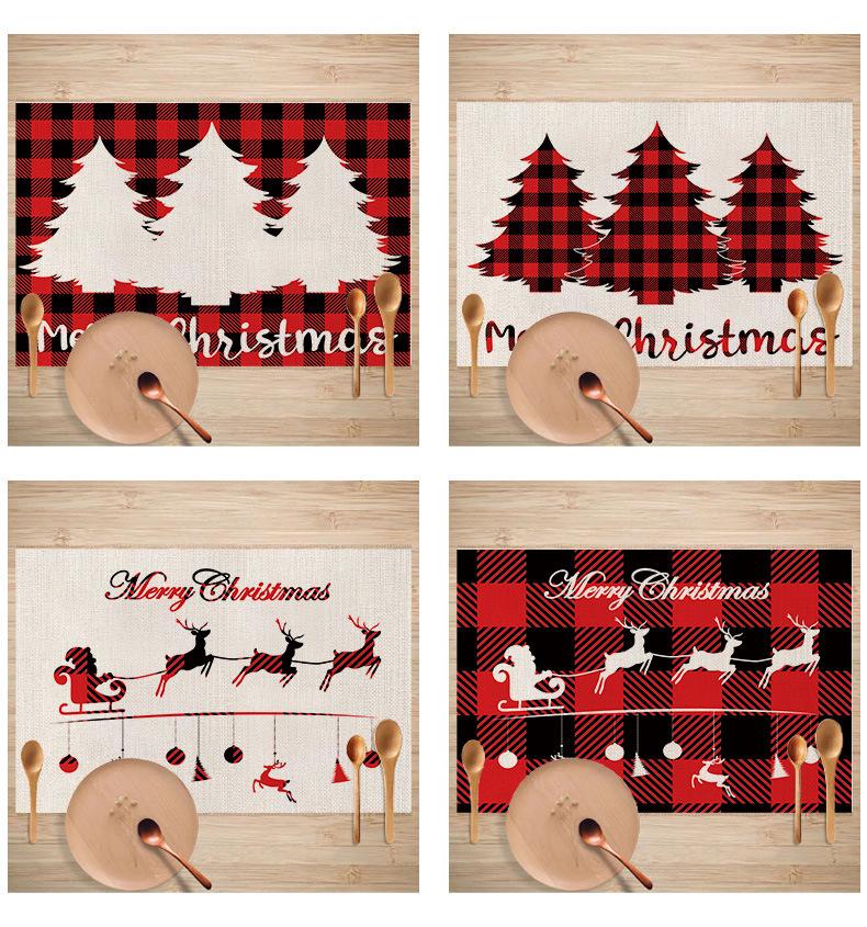 Western Style Stain-Proof Linen Placemat - Heat-Insulating and Decorative Christmas Table Mat