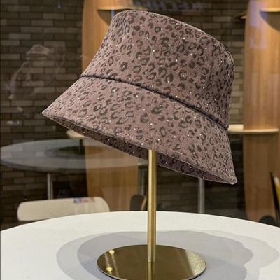 Unisex Autumn Winter Leopard Print Bucket Hats Fishermen Caps Outdoor Casual Sunscreen Warm Hat