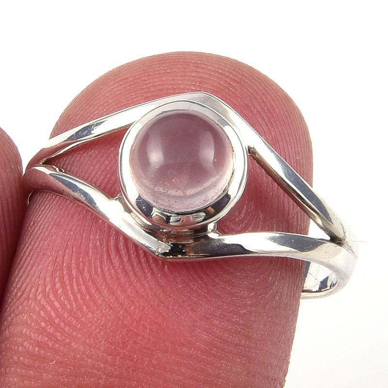 

Natural Rose Quartz Gemstone Handmade 925 Solid Sterling Silver Ring Size 8 v5c88