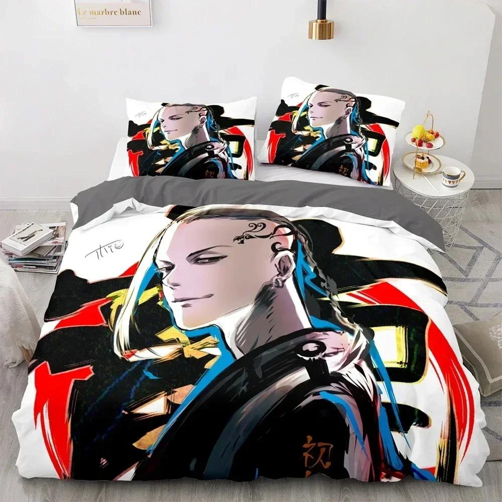3D Tokyo Avengers Bedding Set Anime Manjiro Sano Duvet Cover Double Twin Full Queen King For Adult Kids Bedclothes Quilt size