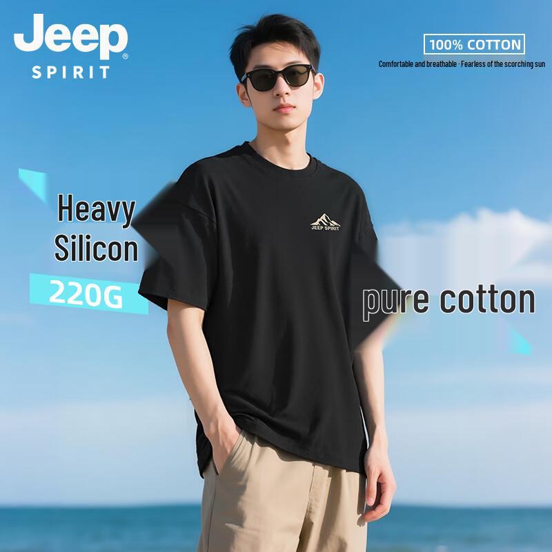 

JEEP SPIRIT Men s Heavyweight Cotton Short Sleeve T-Shirt L